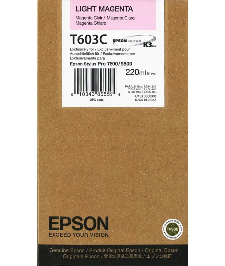 Cartouche d'encre EPSON T603C Magenta Clair - 220Ml