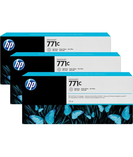 Pack 3 cartouches d'encre photo Vivid HP 771C Gris Clair - 775 ml
