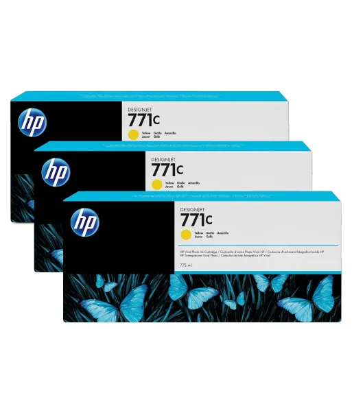 Pack 3 cartouches d'encre photo Vivid HP 771C Jaune - 775 ml