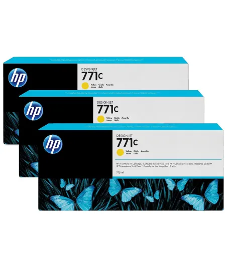 Pack 3 cartouches d'encre photo Vivid HP 771C Jaune - 775 ml