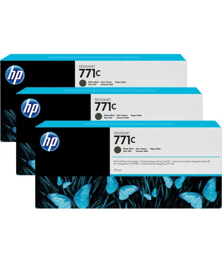 Pack 3 cartouches d'encre photo Vivid HP 771C Noir Mat - 775 ml