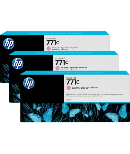 Pack 3 cartouches d'encre photo Vivid HP 771C Magenta Clair - 775 ml