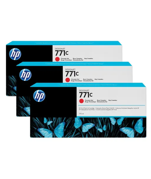 Pack 3 cartouches d'encre photo Vivid HP 771C Rouge Chromatique - 775 ml