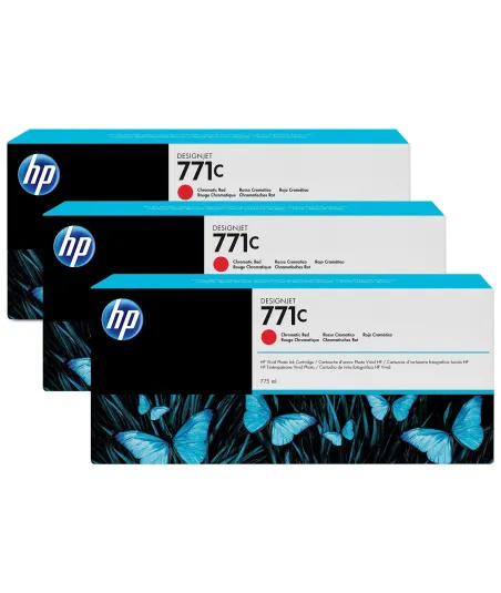 Pack 3 cartouches d'encre photo Vivid HP 771C Rouge Chromatique - 775 ml