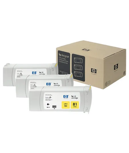 Pack x 3 Cartouches d'encre Jaune HP 81 680ml