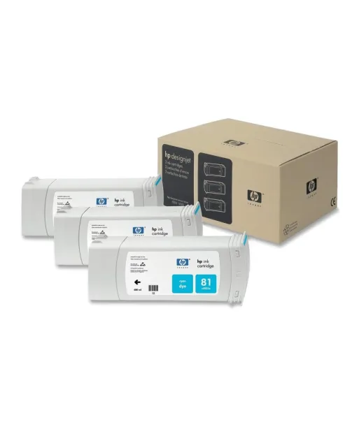 Pack x 3 Cartouches d'encre Cyan HP 81 680ml