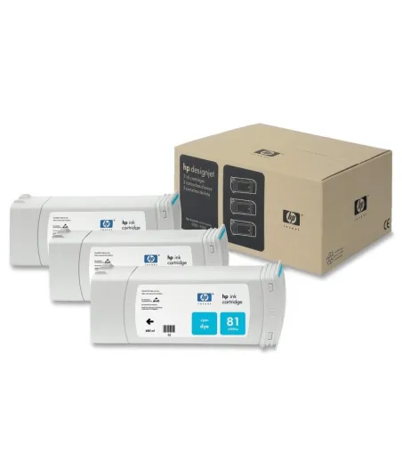Pack x 3 Cartouches d'encre Cyan HP 81 680ml