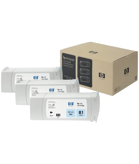Pack x 3 Cartouches d'encre Cyan clair HP 81 680ml