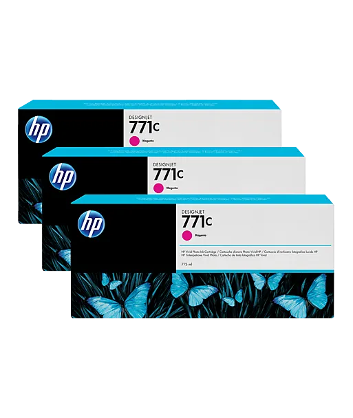 Pack 3 cartouches d'encre photo Vivid HP 771C Magenta - 775 ml