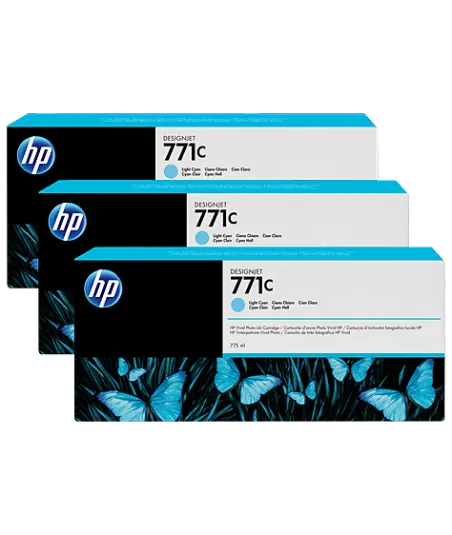 Pack 3 cartouches d'encre photo Vivid HP 771C Cyan Clair - 775 ml