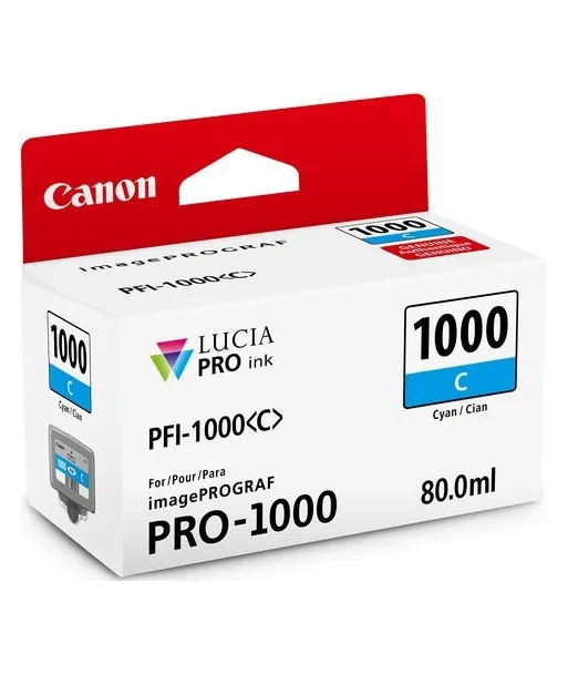 Cartouche d'encre Canon PFI-1000C Cyan 80 ml