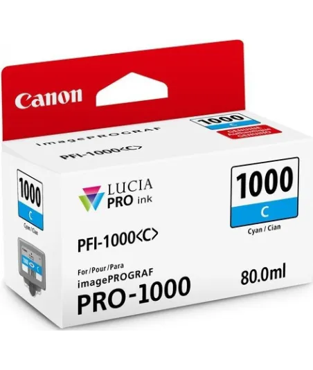 Cartouche d'encre Canon PFI-1000C Cyan 80 ml
