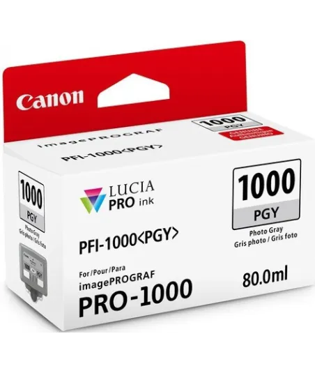 Cartouche d'encre Canon PFI-1000PGY Grise photo  80 ml
