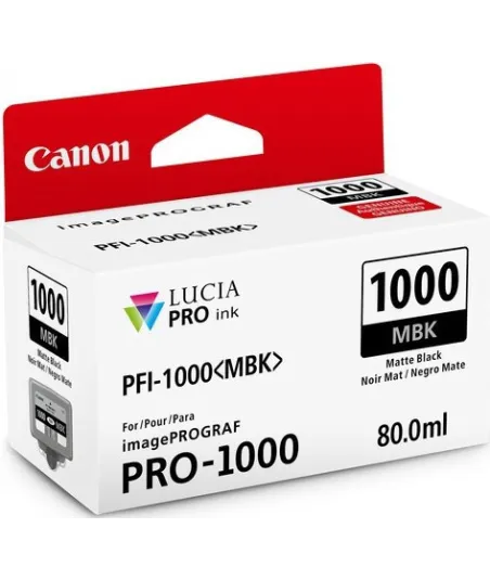 Cartouche d'encre Canon PFI-1000MBK Noir mat 80 ml