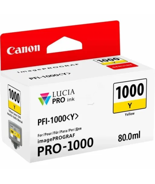 Cartouche d'encre Canon PFI-1000Y Jaune 80 ml