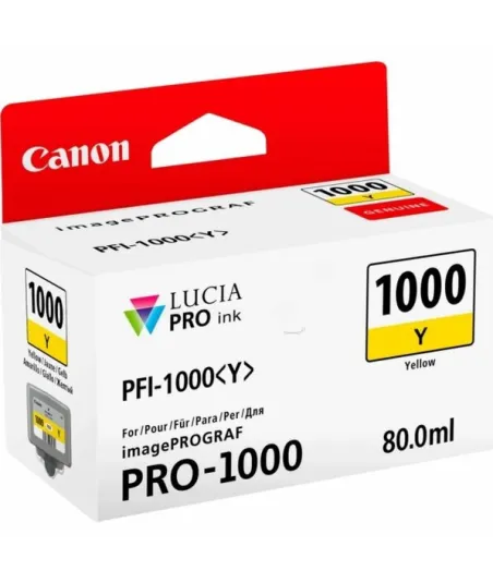 Cartouche d'encre Canon PFI-1000Y Jaune 80 ml