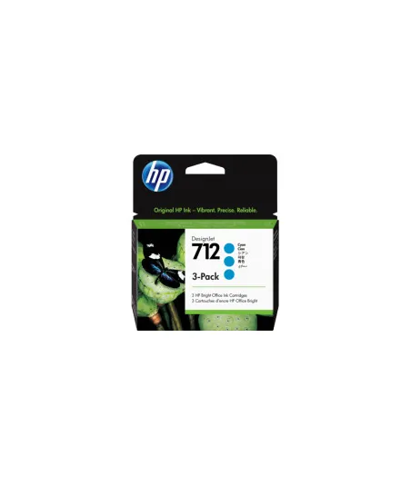 Pack de 3 cartouches d'encre DesignJet HP 712, cyan, 29 ml
