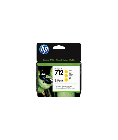 Pack de 3 cartouches d'encre DesignJet HP 712, jaune, 29 ml