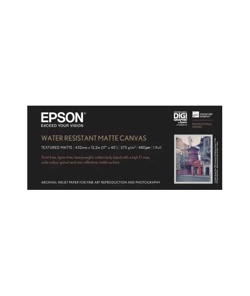 Papier EPSON Toile Canvas Matte Water Resist 375g/m² A2 (0,432x12,2m)