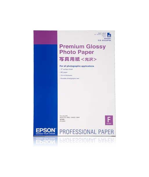 Papier Photo EPSON Premium Glacé 255g/m² A2 (0,420x0,594m) -25 feuilles