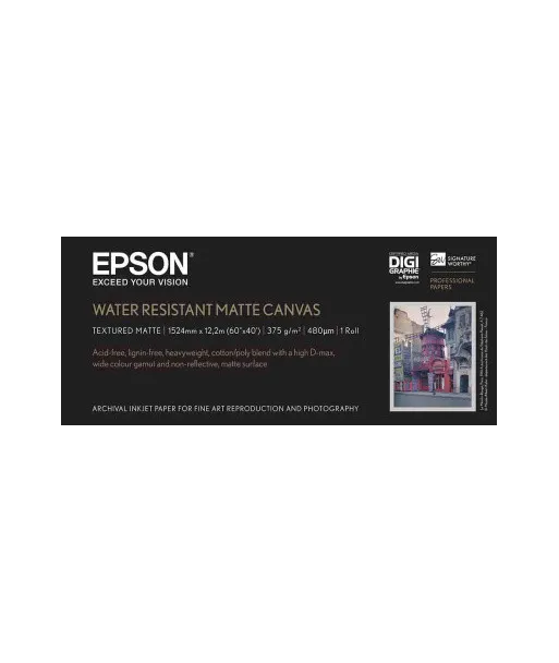 Papier EPSON Toile Canvas Matte Water Resist 375g/m² A0+ 60" (1,524x12,2m)