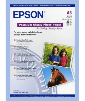 Papier Photo Epson Premium Glossy 255g  A3 (297 x 420 mm) 20 feuilles | traciel
