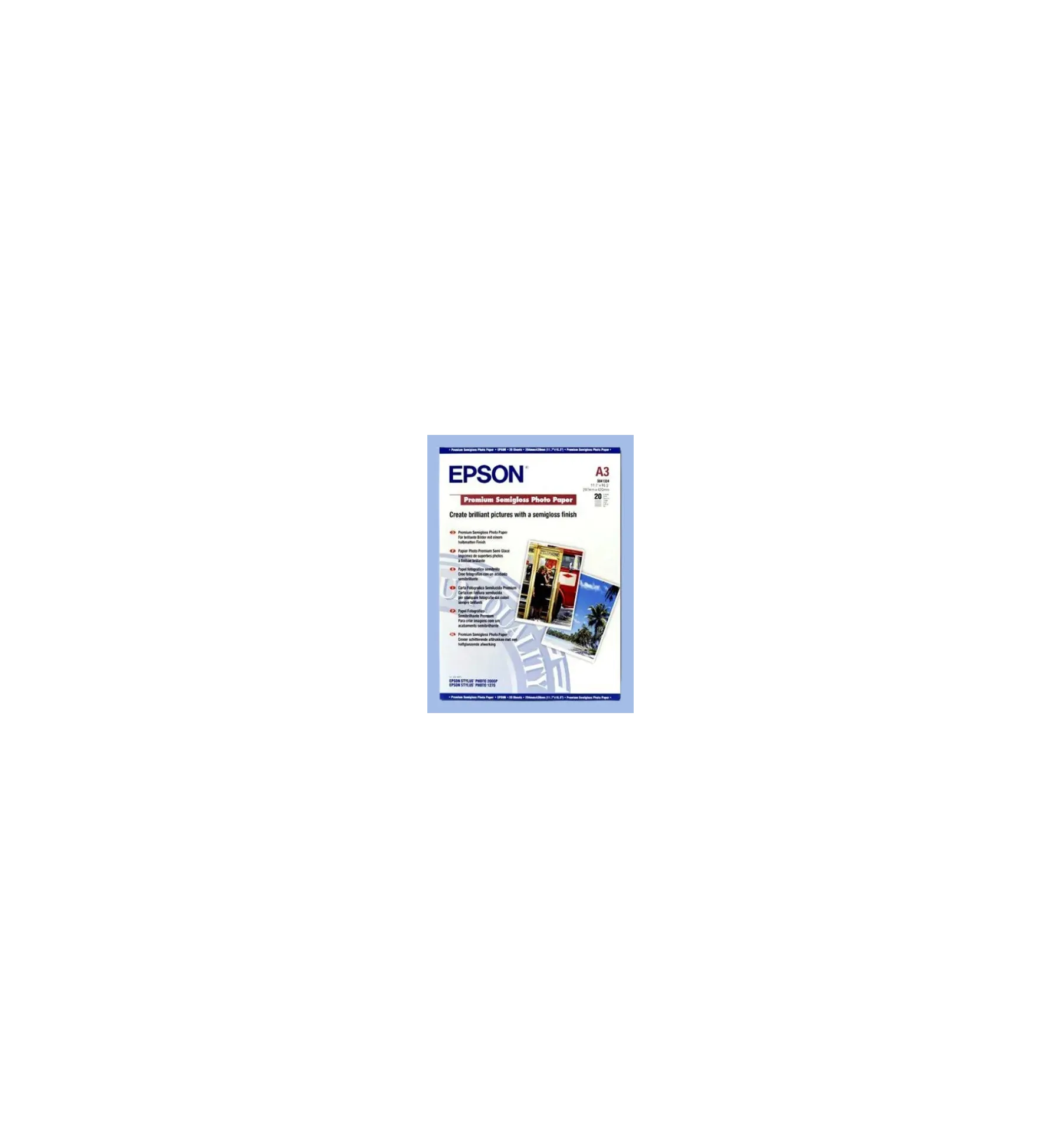 Papier Photo Epson Premium Semigloss 250g A3+ (329 x 423 mm) 20 feuilles | traciel