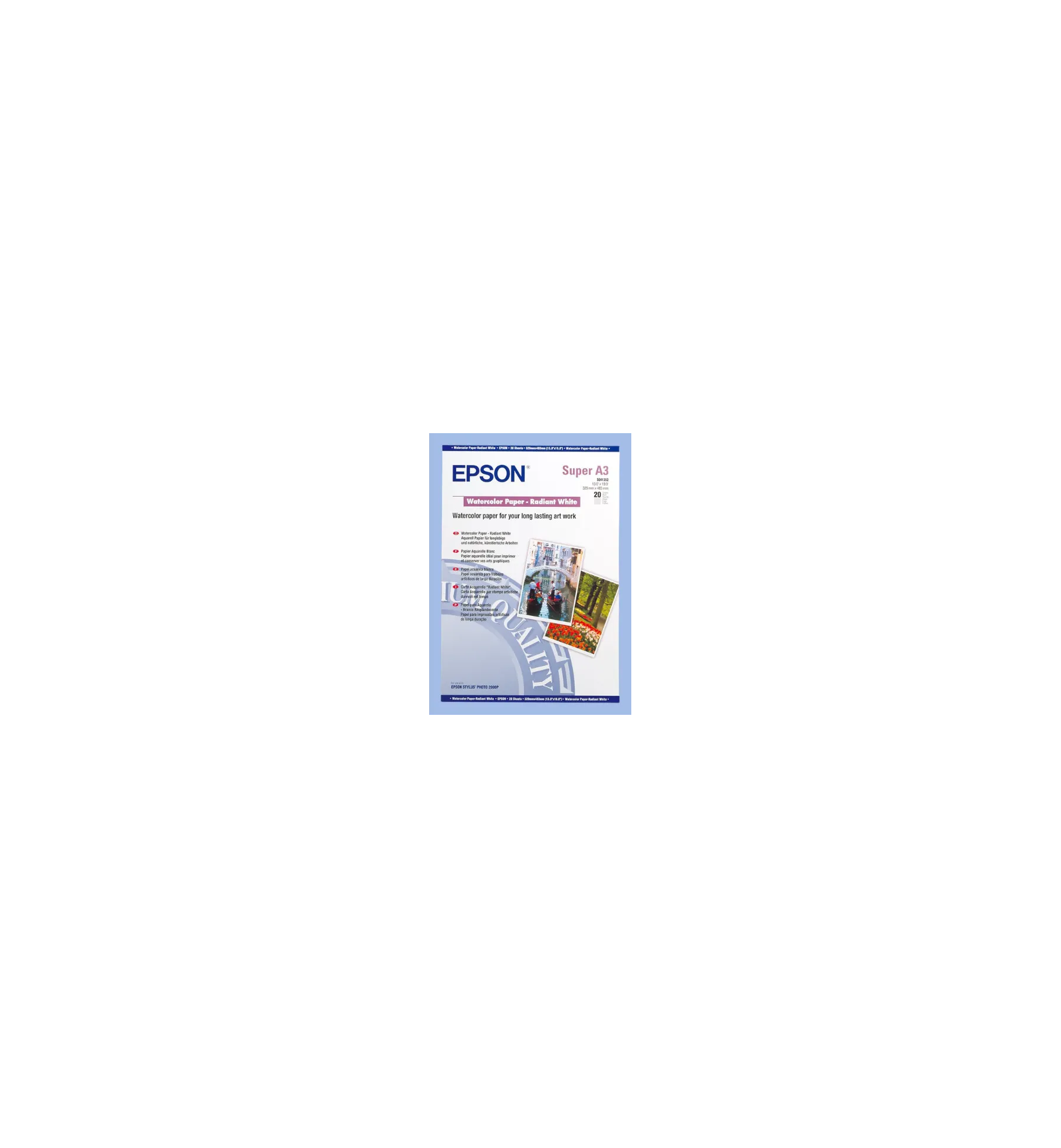 Papier aquarelle Mat Texturé inkjet 190g A3+ (329 x 423 mm) 20 feuilles | traciel