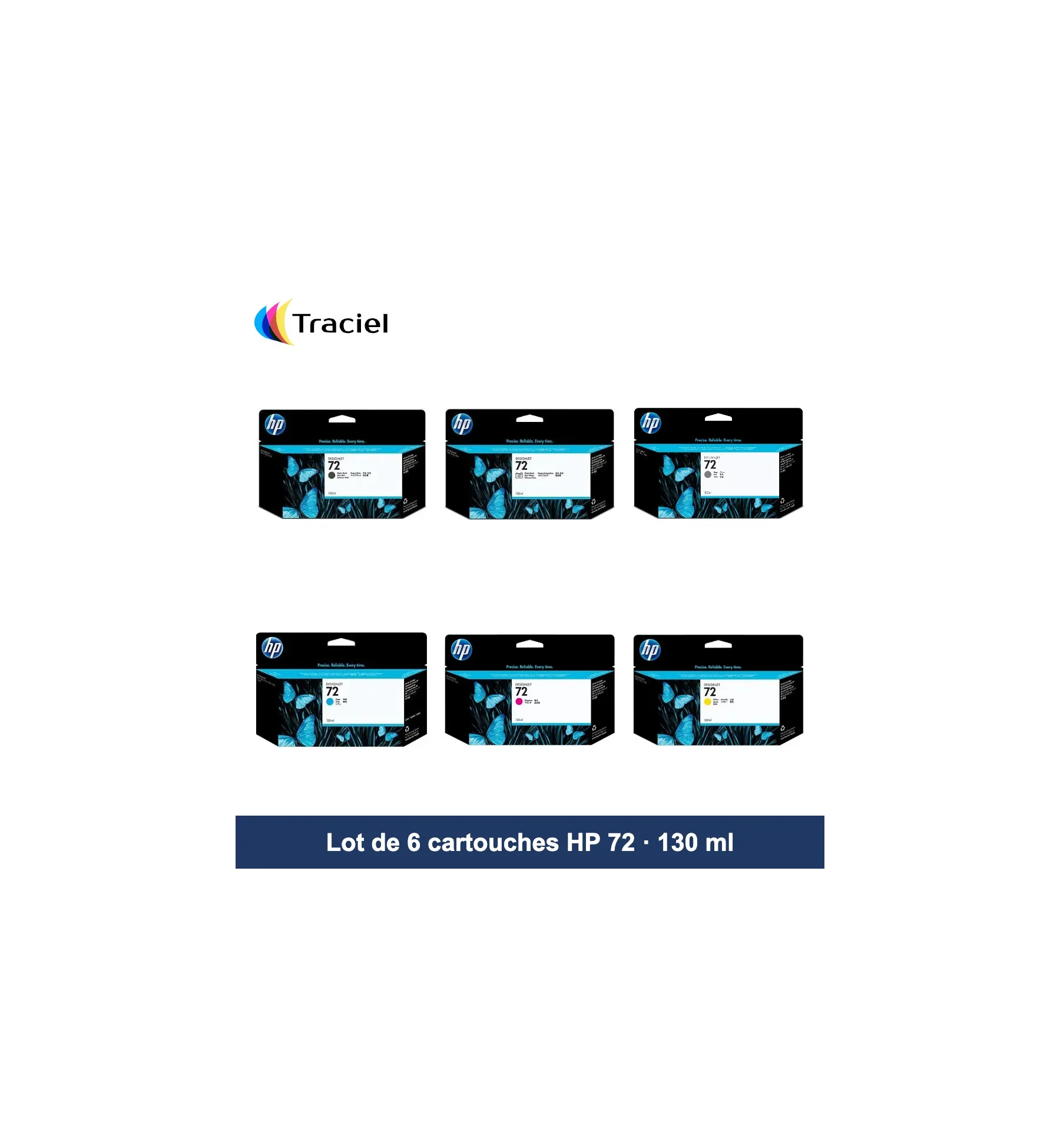 Lot de 6 cartouches HP 72 130 ml