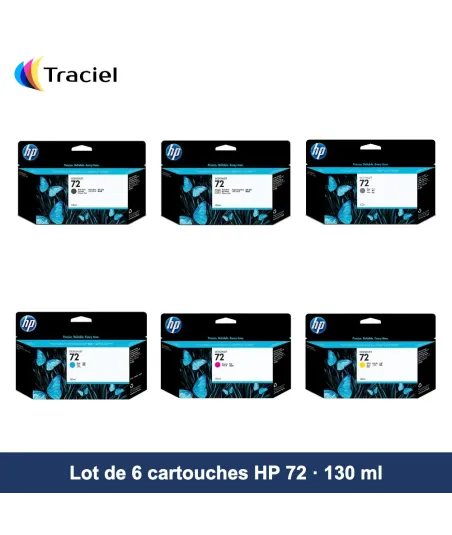 Lot de 6 cartouches HP 72 130 ml