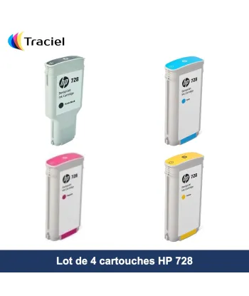 Lot de 4 cartouches HP 728
