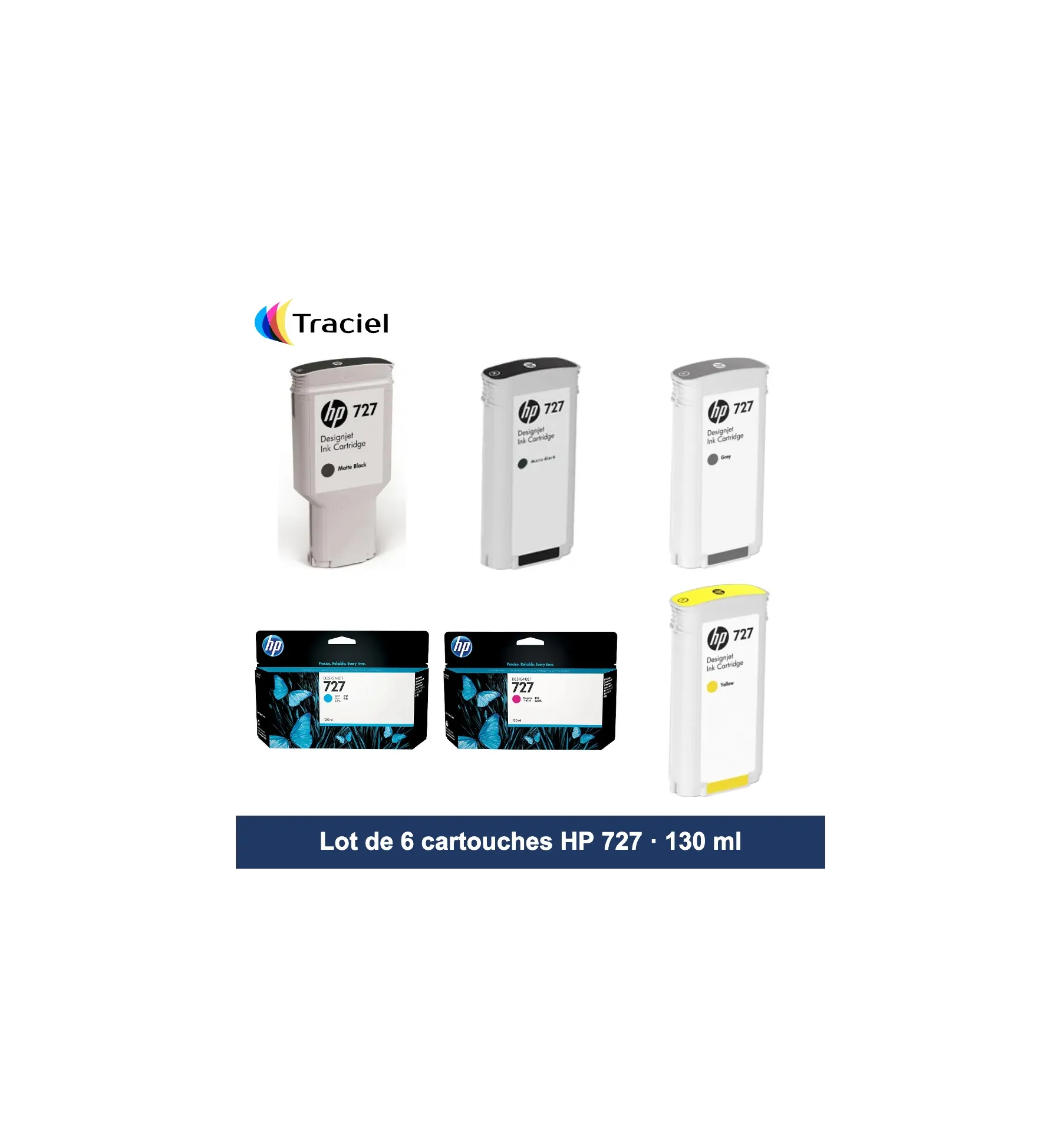 Lot de 6 cartouches HP 727 130 ml