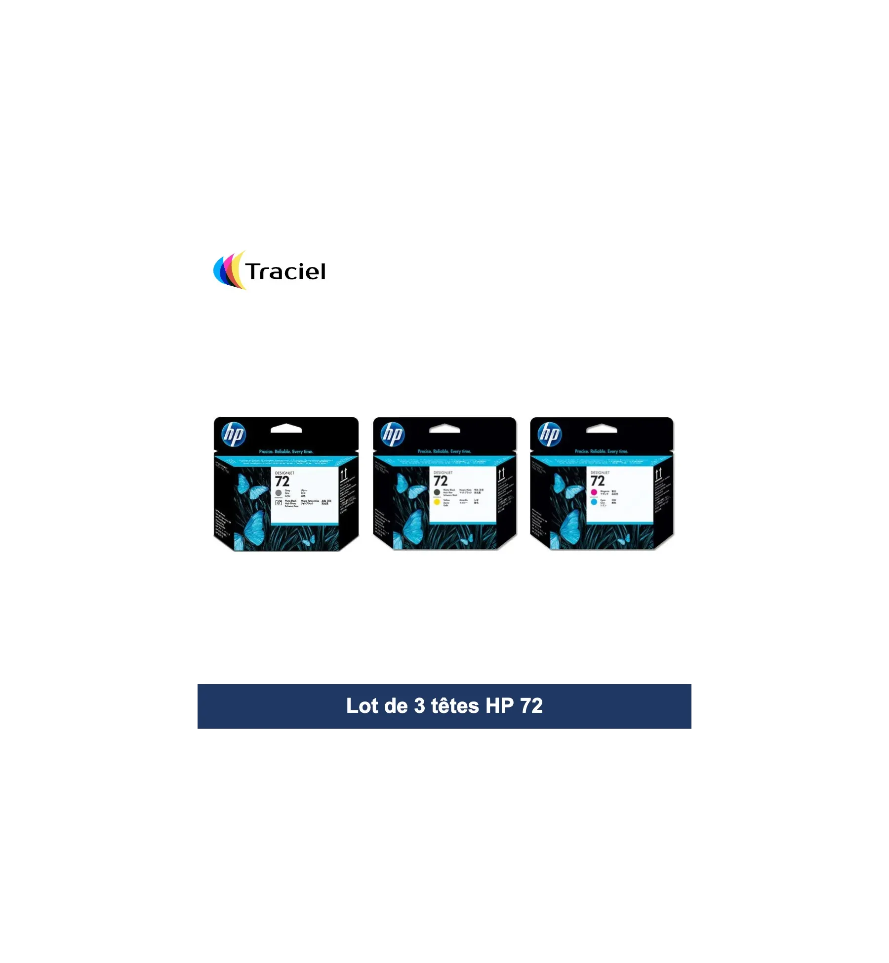 Lot de 3 têtes HP 72