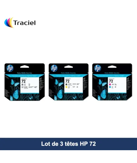 Lot de 3 têtes HP 72