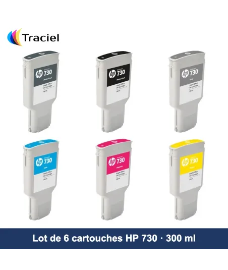 Lot de 6 cartouches HP 730 300 ml