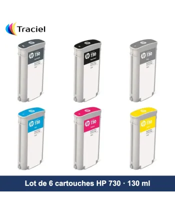 Lot de 6 cartouches HP 730 130 ml
