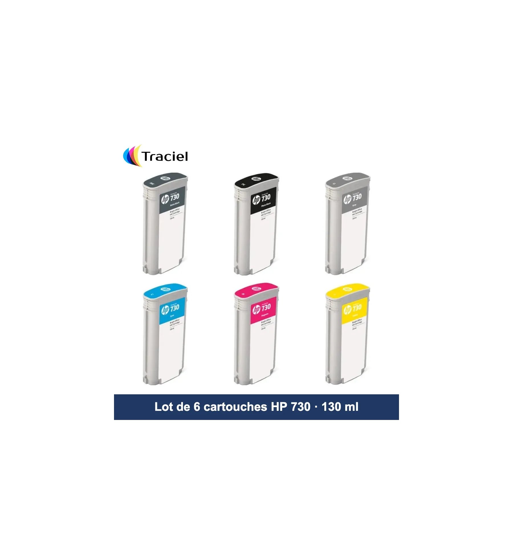 Lot de 6 cartouches HP 730 130 ml
