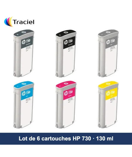 Lot de 6 cartouches HP 730 130 ml