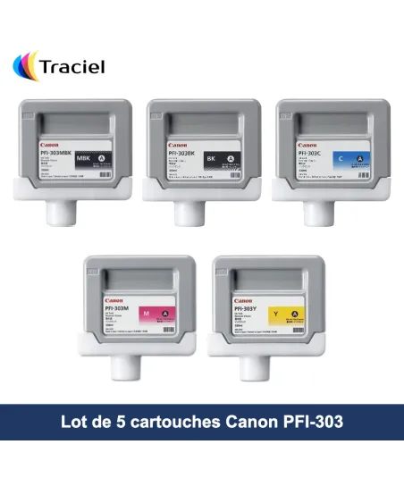 Lot de 5 cartouches Canon PFI-303