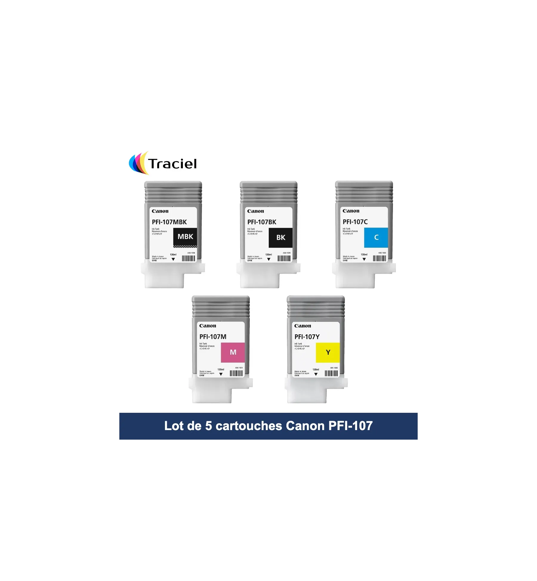Lot de 5 cartouches Canon PFI-107