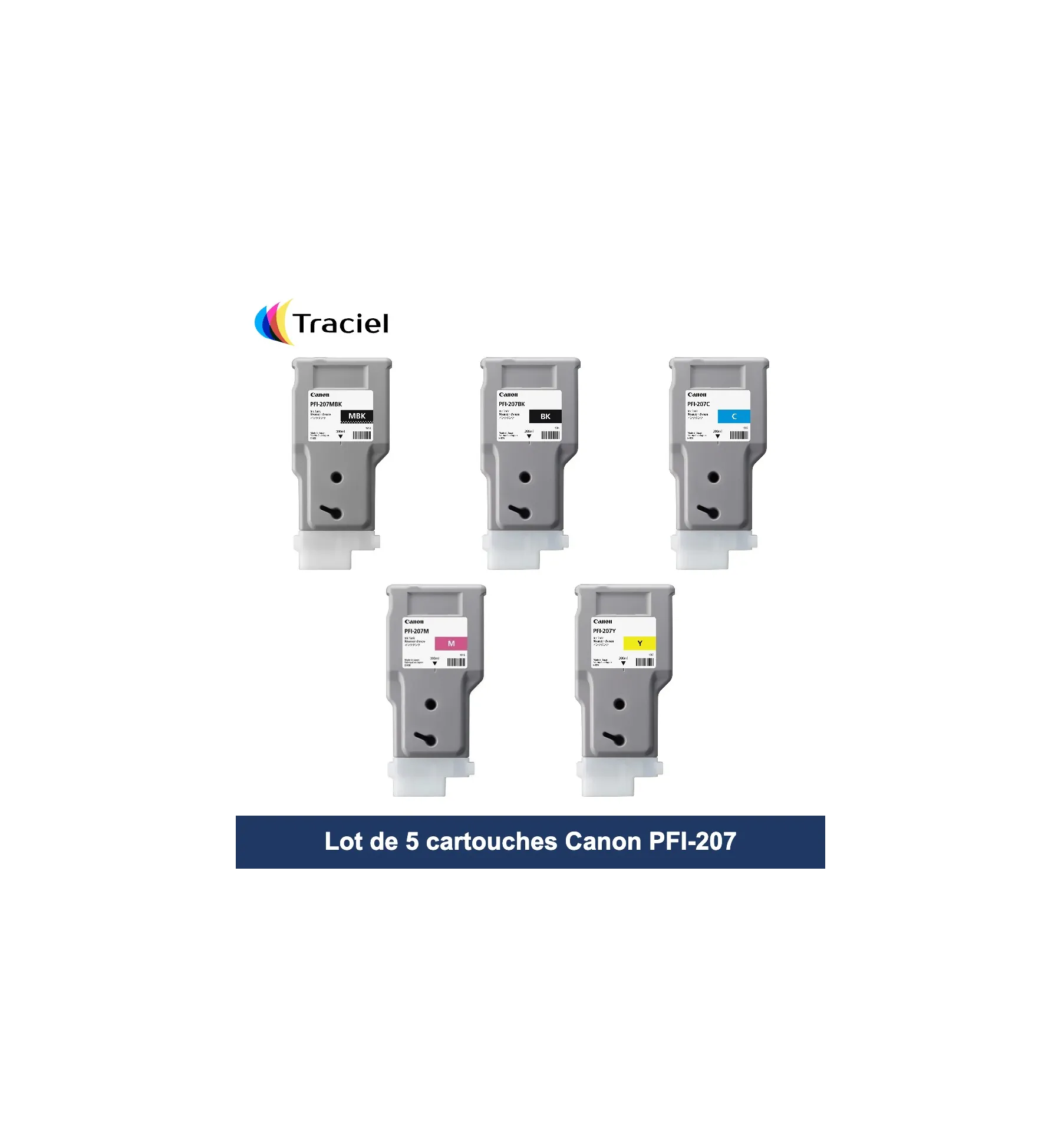 Lot de 5 cartouches Canon PFI-207
