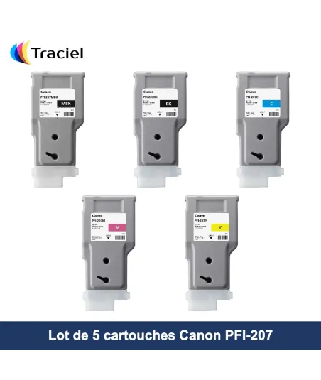 Lot de 5 cartouches Canon PFI-207