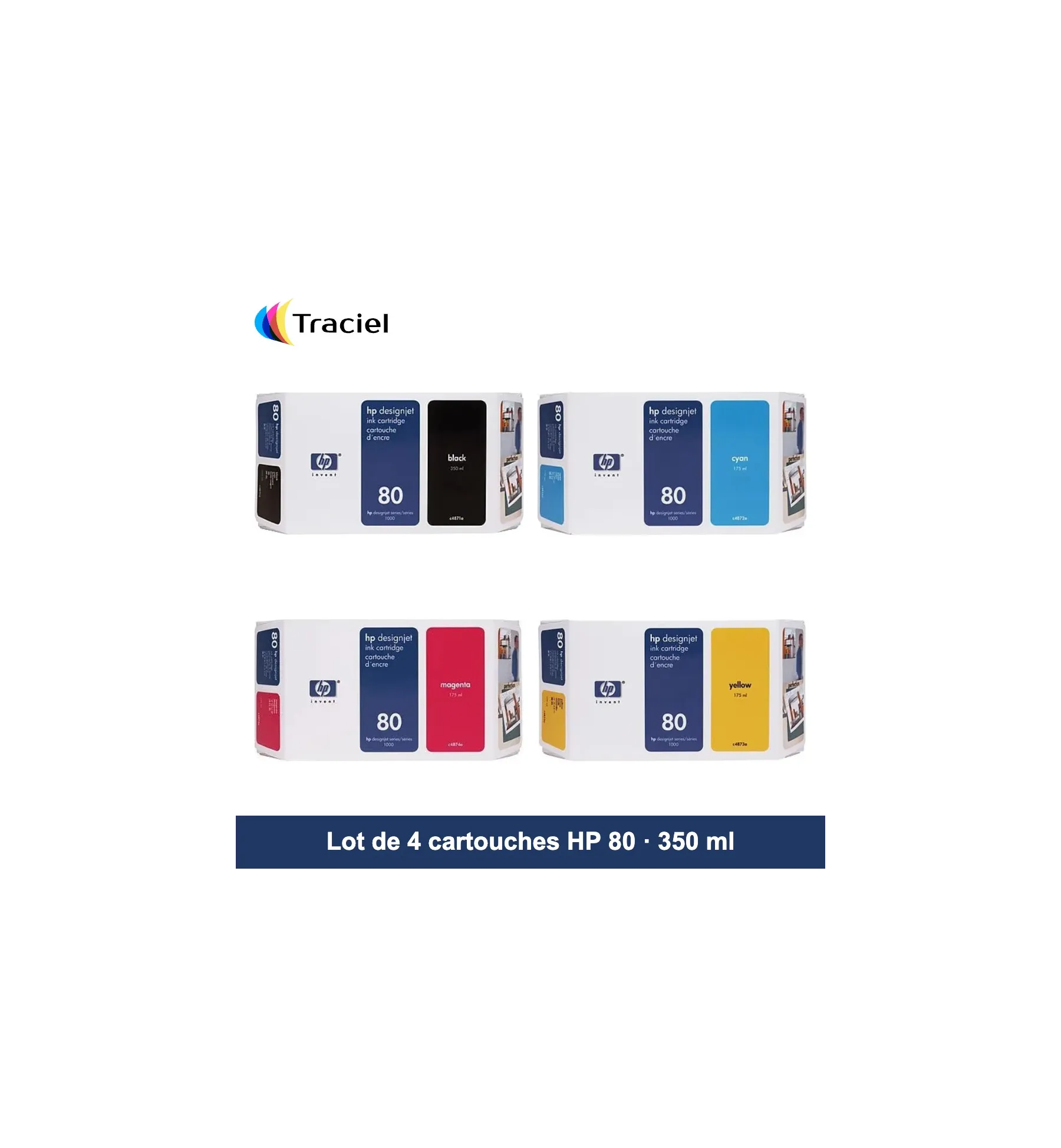 Lot de 4 cartouches HP 80 350 ml
