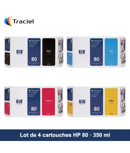 Lot de 4 cartouches HP 80 350 ml