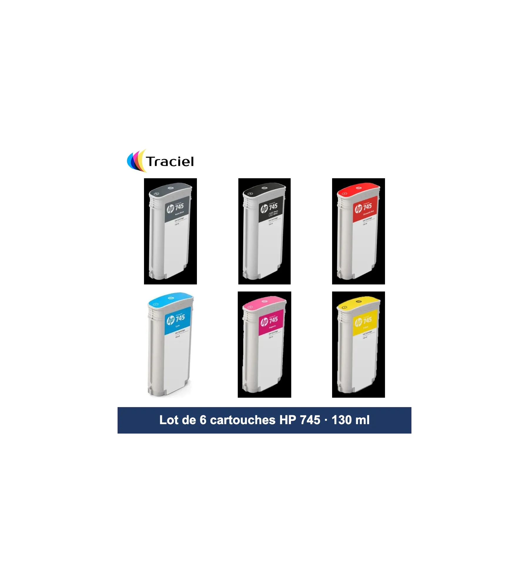 Lot de 6 cartouches HP 745 130 ml