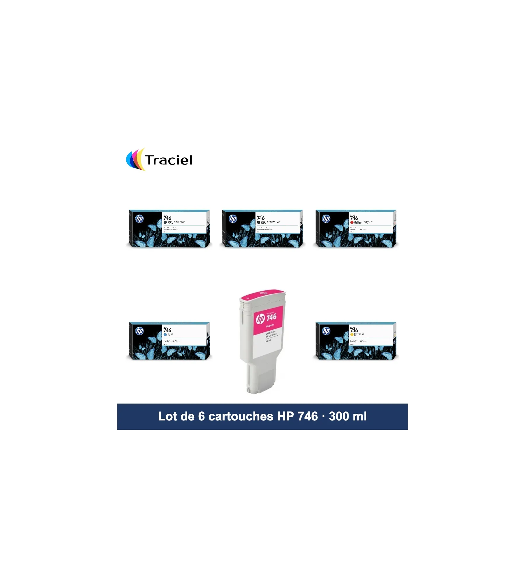 Lot de 6 cartouches HP 746 300 ml