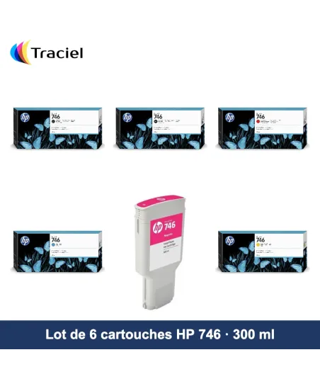 Lot de 6 cartouches HP 746 300 ml