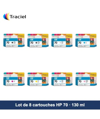 Lot de 8 cartouches HP 70 130 ml
