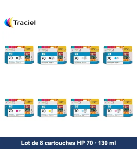 Lot de 8 cartouches HP 70 130 ml
