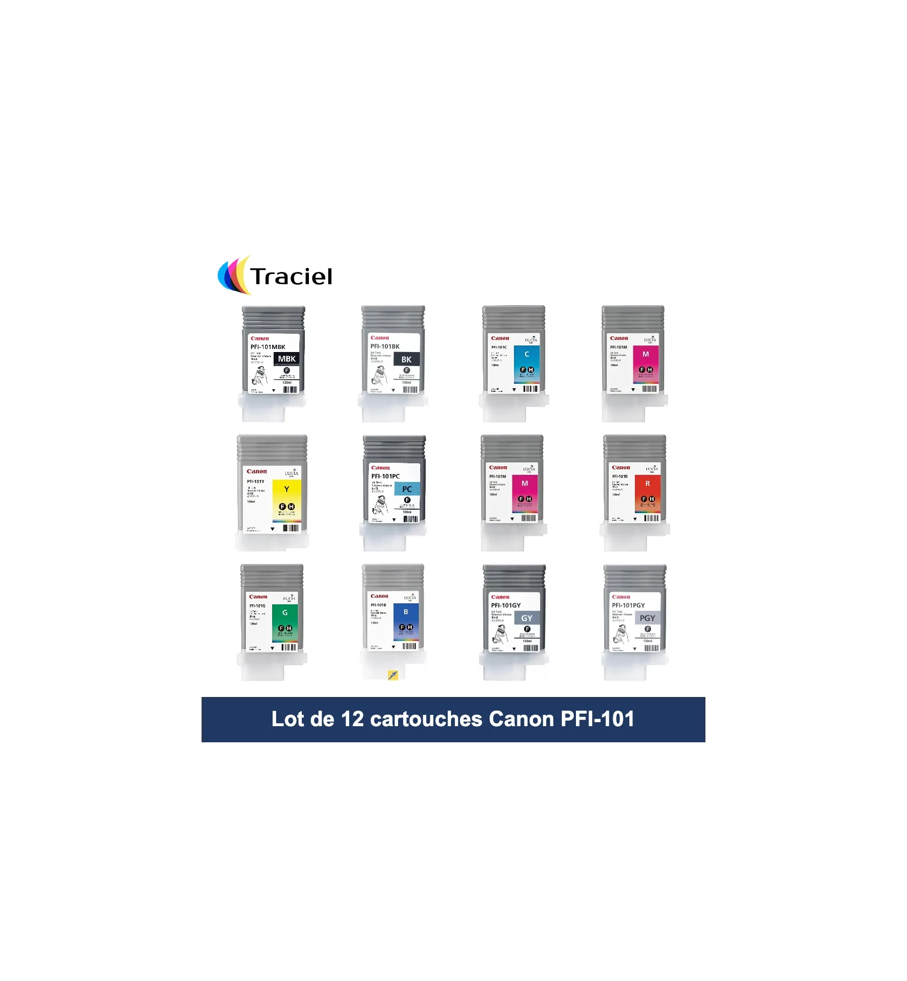 Lot de 12 cartouches Canon PFI-101